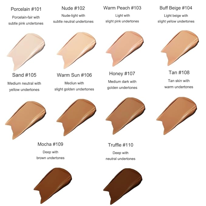 2Pcs Liquid Foundation Full Coverage 24HR Matte Oil Control Concealer 30ml (Nude & Buff Beige) with Kabuki Foundation Brush Flat Top (1pcs-103)