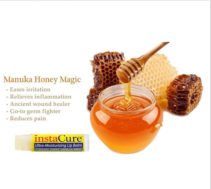 InstaCure Original Nose Balm With Raw Manuka Honey Vitamin E Shea Butter Aloe Vera Oil And Vanilla Mint Ultra-Moisturizing Max Repair/Protective Lip Balm - Fast Relief for Dry Nose & Soreness (3 Pack)