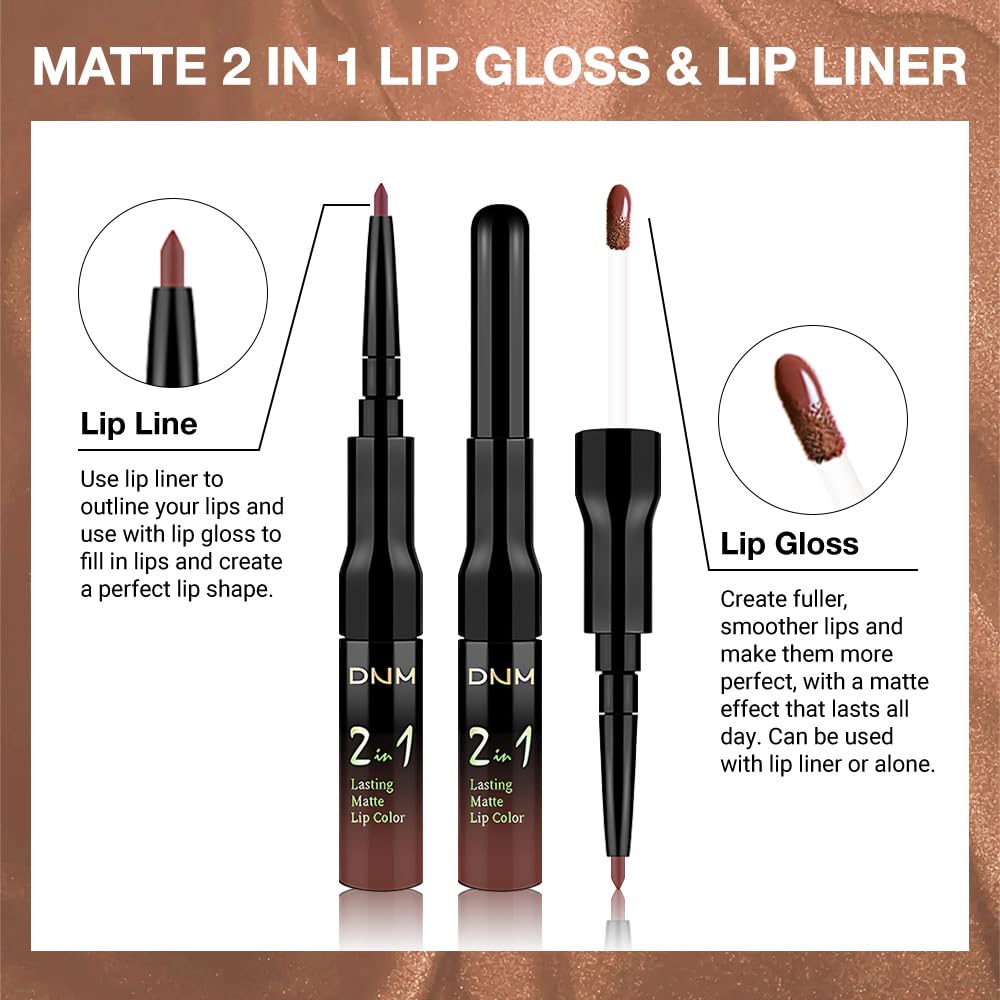 evpct 1Pcs Nuetral Nude Matte Lip Liner & Liquid Lipstick Stain Makeup Set for Women, Nude Lip Liner Stain Long Lasting Waterproof Smudge Proof, Cruelty Free Lip Stick Makeup 24 hours originales, 61