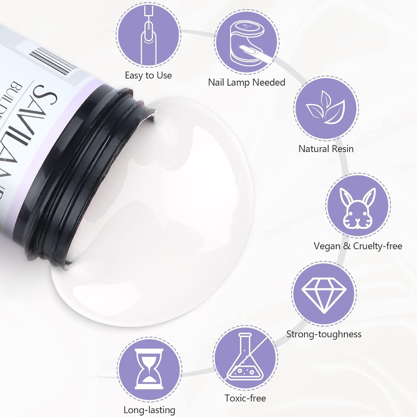 SAVILAND LED & U V Builder Nail Gel - 3.53 oz White Nail Extension for Professional Salon Gel Builder for Nails Hard Gel for DIY Nail Art Supplies Manicure Set, Gift for Women Ladies Girls