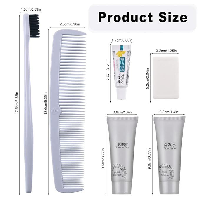 Hygiene Kit, Hygiene Kit Bulk, Travel Hygiene Kit With Toothbrush, Toothpaste, Comb, Shampoo, Shower Gel, Shower Cap And Soap, Individually Packed, Suitable For Hotel, Home, Travel (25 sets)