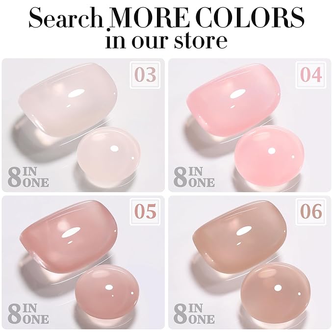 Double Rhythm Clear Gel Nail Polish 15ml Nail Strengthener Builder in a Bottle Nail Extension Hard Gel Soak Off Long Lasting UV Gel (Pale Nude 8 in 1-10)