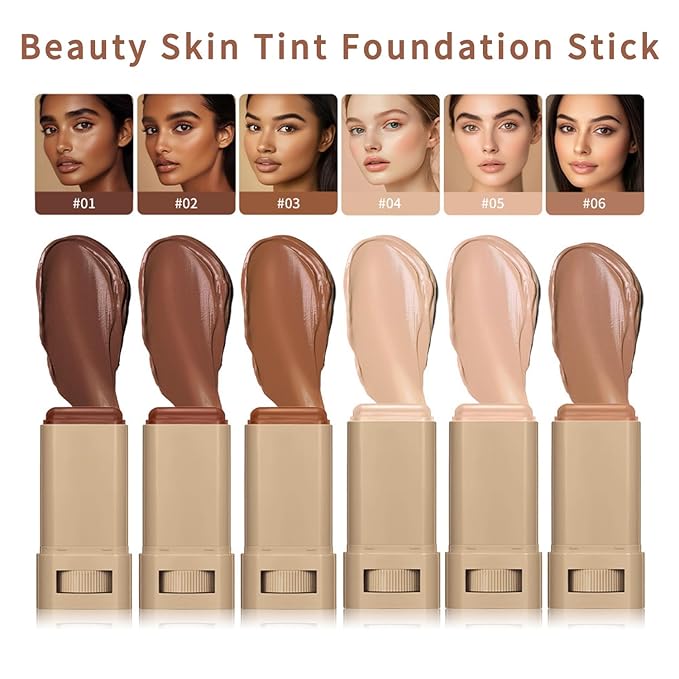 Foundation Stick - Skin Tint & Contour Stick, Serum-Boosted Beauty Balm, Buildable Coverage, Natural Finish, Long-Lasting Wear, For Many Skin Tones (05#)