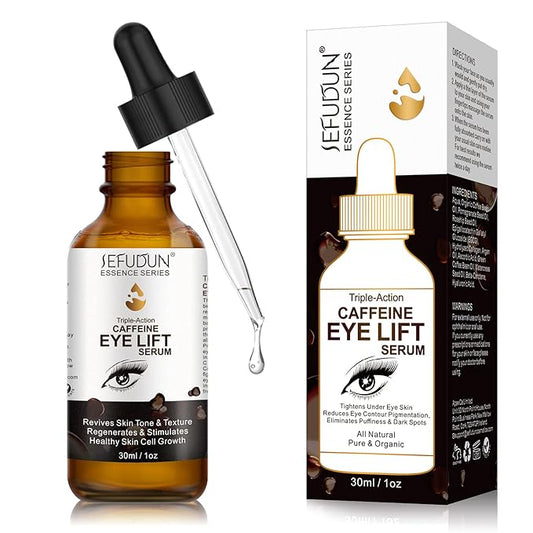 Caffeine Eye Serum, Eye Lift Serum with Vitamin C, Hyaluronic Acid, Collagen - Reduces Puffiness, Dark Circles, Under Eye Bags 1 oz / 30 ml