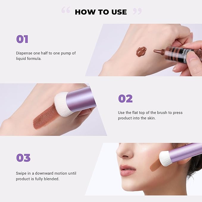 Jessup Foundation Brush for Liquid Makeup, Face Kabuki Makeup Brush for Contour Powder Blush and Bronzer, Ultra-Soft Fiber Perfect for Blending Liquid AS003