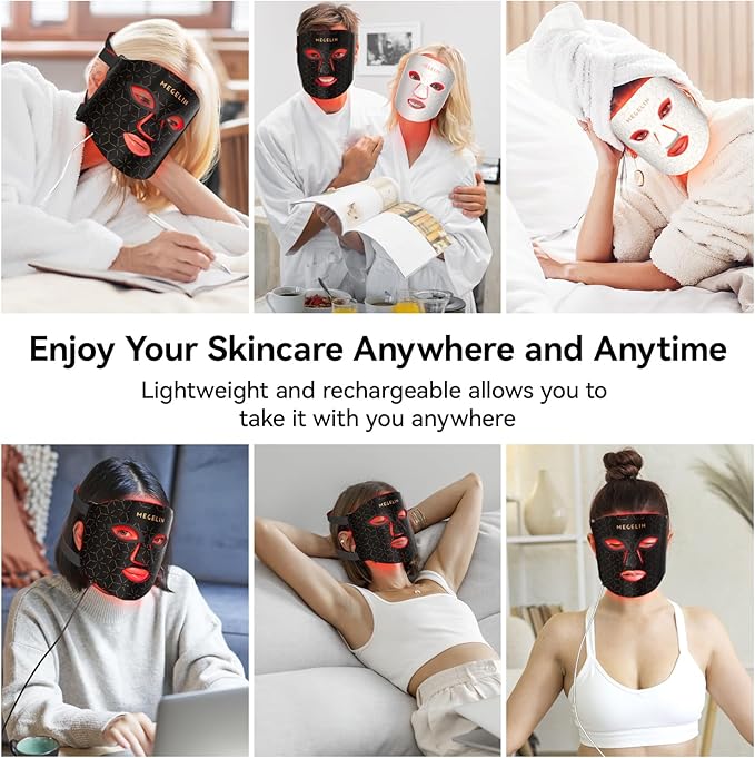 7 Colors Led Light Therapy Facial Mask, Face Light Therapy Mask for Face, Reduce Wrinkles Smooth Skin, Infrared Light Skin Rejuvenation