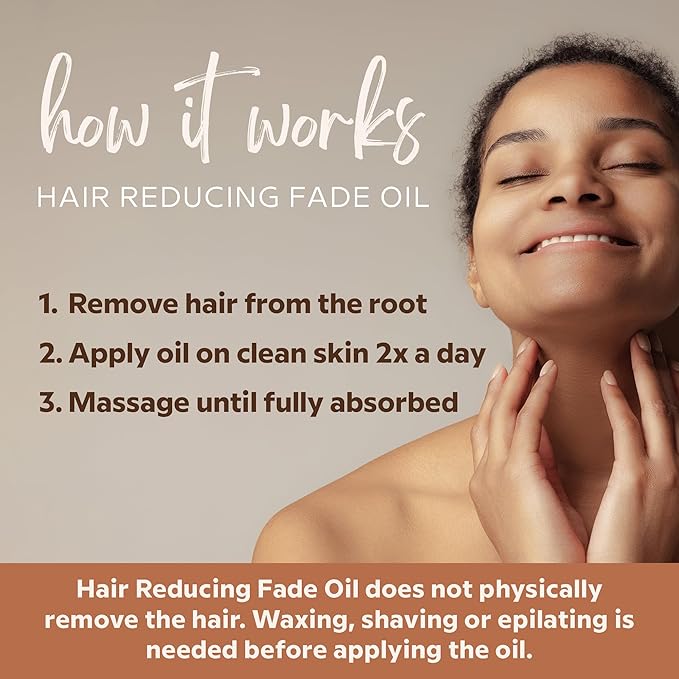 Hair Reducing Fade Oil – Regular Strength (Not sensitive skin), Minimizes Hair Growth for Face & Body – For Women & Men – 15ml Serum