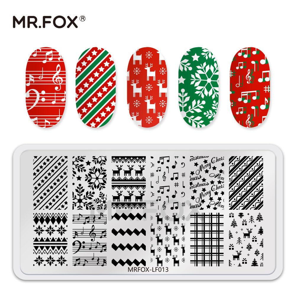 Christmas Nail Stamping Plate Set Winter Snowflake Xmas Snowman Christmas Tree Santa Claus, 5Pcs Nail Art Stamp Kit Templates