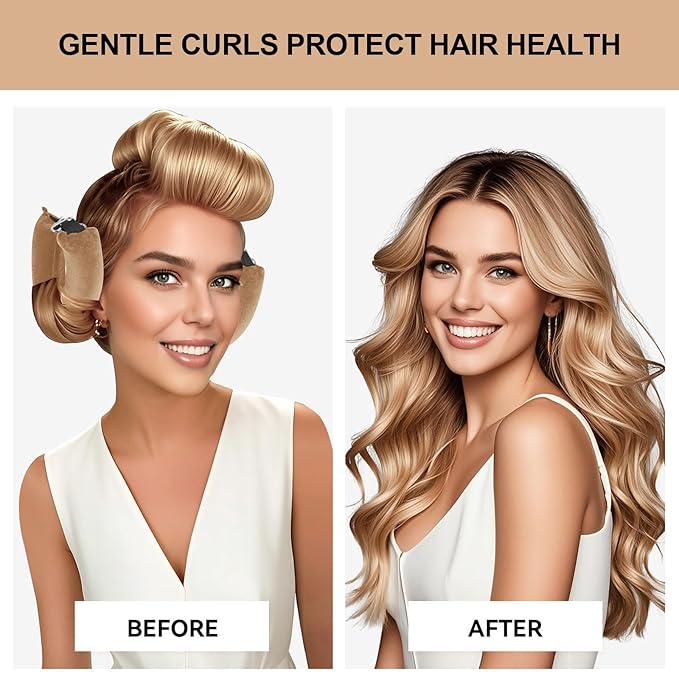 Heatless Curls Overnight Set - Jumbo Overnight Hair Curlers to Sleep In, Soft Velvet Hair Rollers for Women, No Damage Curls Styling Tools 3pcs
