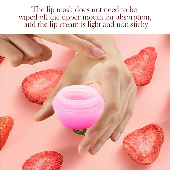 6 Pack Cute Lip Mask Sleeping Overnight for Dry Lips with Coconut Oil and Beeswax -Smoothing Hydrating Softening Plumoing Moisturizing with Small Lip Brush 6 Flavors 0.18 oz