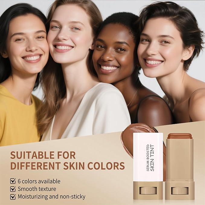 Foundation Stick - Skin Tint & Contour Stick, Serum-Boosted Beauty Balm, Buildable Coverage, Natural Finish, Long-Lasting Wear, For Many Skin Tones (05#)