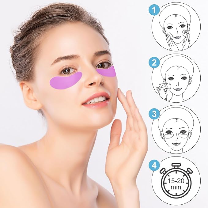 5 Pairs Under Eye Patches - Silicone Reusable Eye Patches Reduce Wrinkles and Fine Lines, Pair With Metal Eye Cream Applicator, Under Eye Mask for Skin Care Effect to Reduce Wrinkles Fine Lines