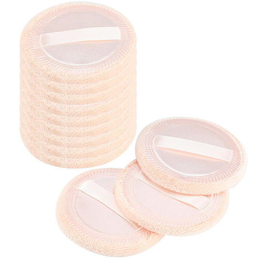 12 Pieces Powder Puffs Cotton Makeup Pads Soft Face Compact Puffs for Loose Setting Pressed Powder, 2.36 Inch (Beige)