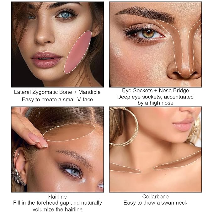 3 Pcs Face Contour Stick Kit, Matte Finish Face Stick Trio with Bronzer Blush Highlighter and Brush, Long Lasting Waterproof Cream Beauty Wand Makeup Set for Sculpt Glowing Face Look (#3, 9, 12)