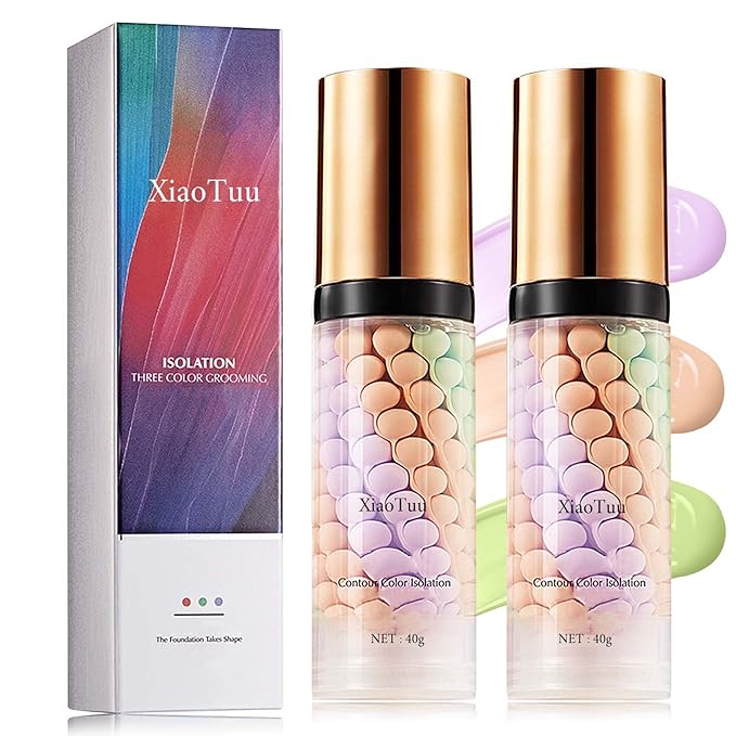 2Pcs Color Correcting Facial Serum,Isolation Cream,Pore Primer,Invisible Pore,Skin Tone Correcting,Moisturizing Concealer Foundation Face Makeup Brightening Primer Base