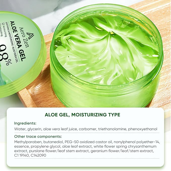 3-Pack Pure Aloe Vera Gel for Face & Body, 98% Pure Aloe Vera Gel for Skin, Scalp, & Hair, Soothing Aloe Face Moisturizer, Multipurpose Skin Care（30oz）