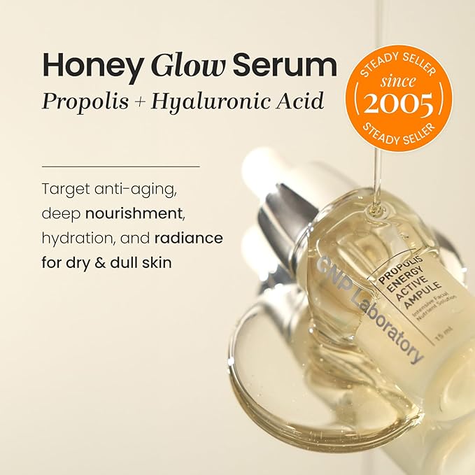 CNP Honey Glow Serum - Hyaluronic Acid & Propolis for Hydrating, Anti-Aging, Centella Soothing Serum, for Sensitive Skin, Korean Skin Care (1.18 fl. oz)