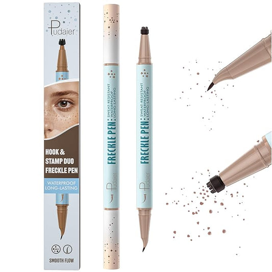 2-in-1 Dual Ended Microblading Freckle Pen & Freckle Stamp,Waterproof Freckle Stamp & Precise 15°Tip for Natural Lifelike Freckle Makeup,Perfect Make up,Last 24Hrs.