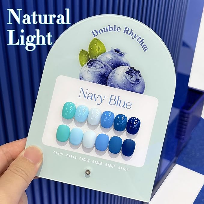 Double Rhythm 6 Pcs 15 ML Gel Polish Set Same Color Same Bottle Soak Off Gel Polish Kit Nail Art Manicure Salon DIY at Home for Women (Light Blue Dark Navy Teal-T6-14)