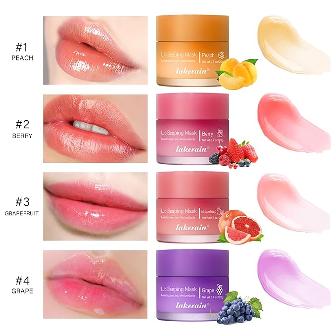 Hydrating Lip Sleeping Mask - Day and Night Repair Lip Balm for Chapped Dry Lips - Reduce Lip Lines, Enhance Lip Color, Hydrate & Plump Lips Care Lip Mask (Berry)
