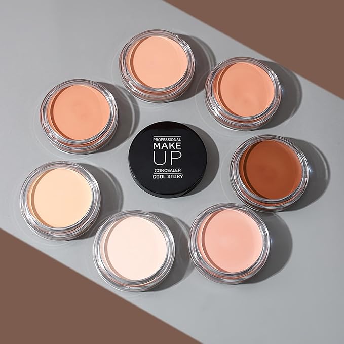 7 Color Solid Concealer Full Coverage Correcting Cream Concealer Waterproof Long-lasting Under Eye Concealer for Dark Circles Color Corrector Pro Concealer (Color 01)