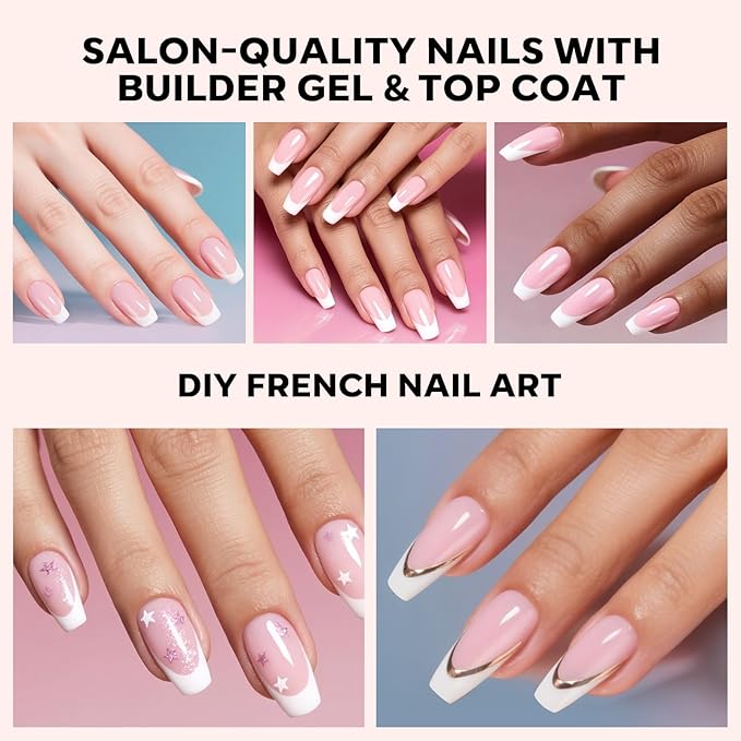 modelones French Tip Press on Nails, 150Pcs Short Coffin Fake Nails with Nail Box, Pink & White Gel Nail Tips for Women, Soft Glue-On Nails for Natural Salon Look, DIY Nail Art Kit (15 Sizes)