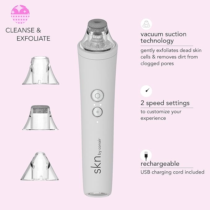 skn by conair Microdermabrasion Facial Tool, Pore Vacuum, Remove Dead Skin Cells and Dirt from Clogged Pores