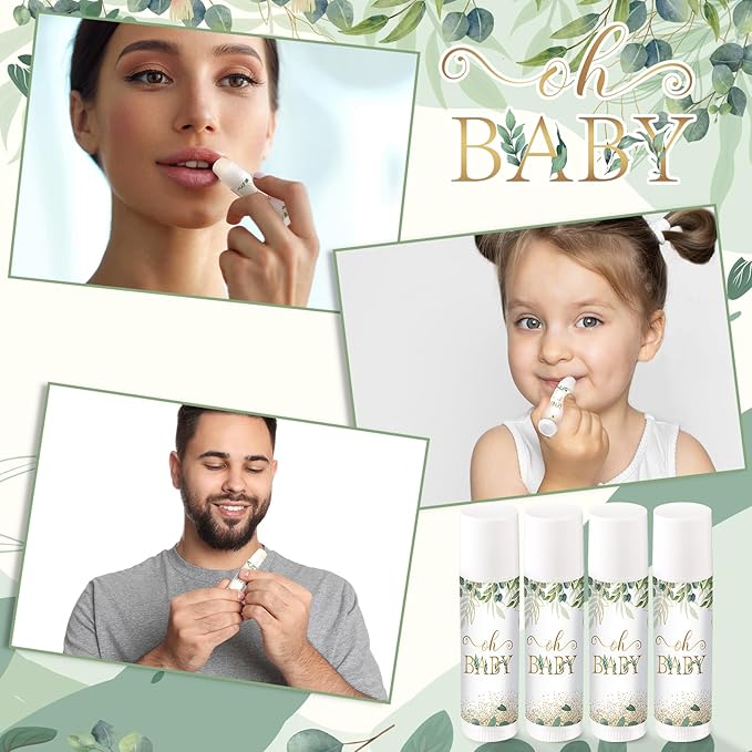 40 Pieces Lip Balm Bulk Baby Shower Jasmine Lip Balm Favors Floral Moisturizing Lip Balm for Women Children Men Girl kids Gender Reveal Favors Gift Baskets (Leaves)