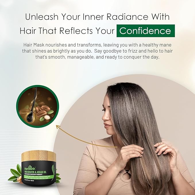 Herbishh Argan Oil & Hair Mask Combo For Deep Conditioning Treatment – Argan Oil for Hair Repair & Frizz Control (30ml) & Argan Hair Mask for Hydration (150ml), Sulfate & Paraben Free