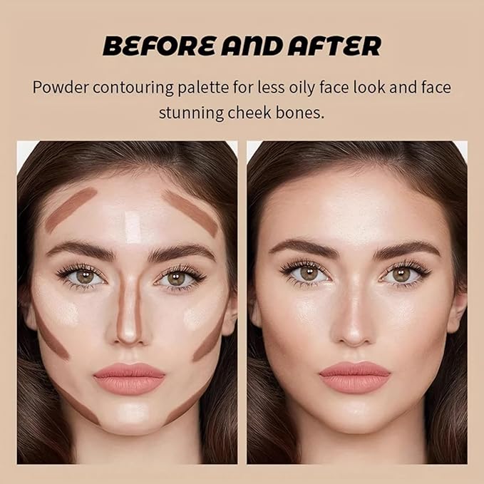 4 Colors Contour Palette, Face Contouring Highlighters Bronzer Powder Makeup Kit, Natural Contouring Makeup Kit for Beginner, All in one Makeup Contour Palettes (01, 1.02)