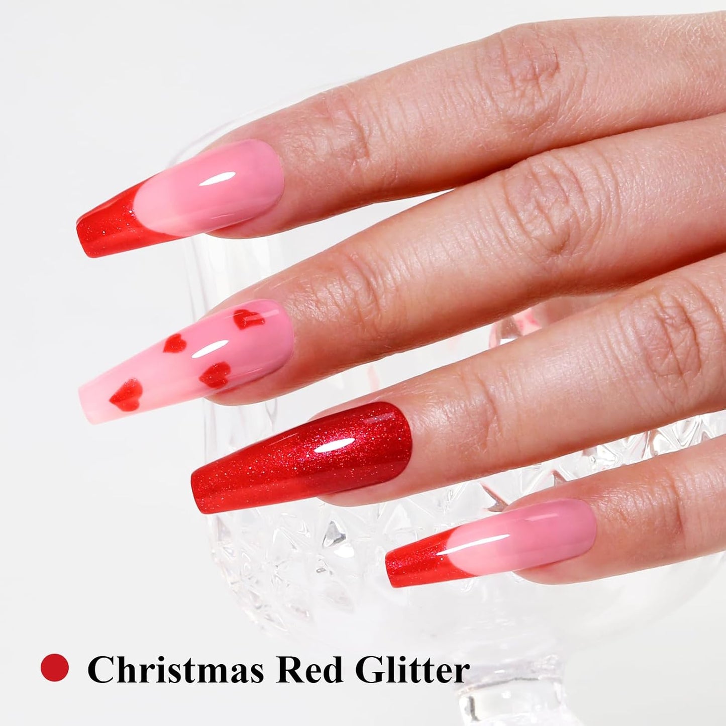 Imtiti Glitter Gel Nail Polish, Christmas Red Iridescent Glitter Gel Polish Diamond Shimmer Sparkle Soak Off UV LED Nail Gel Polish Autumn Winter Gel Polish Manicure Gel Nail Kit 10ML