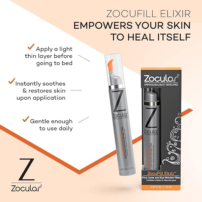 Zocufill Elixir Eye Gel and Face Serum - Eye Bags Treatment for Women and Men - Reduce the Appearance of Dark Circles, Puffy Eyes, Fine Lines and Wrinkles