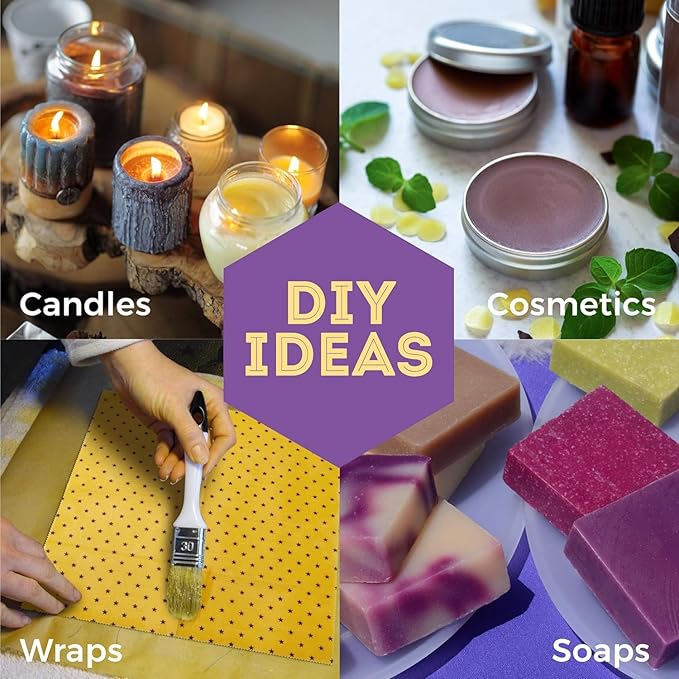 HUNNYBEE Beeswax Pellets 3LB, 100% Pure Bees Wax for DIY Candles, Skin, Body Cream, Face, and Hair Care, Lotions Deodorant, Lip Balm and Soap Making (Pure White, 3 lbs)