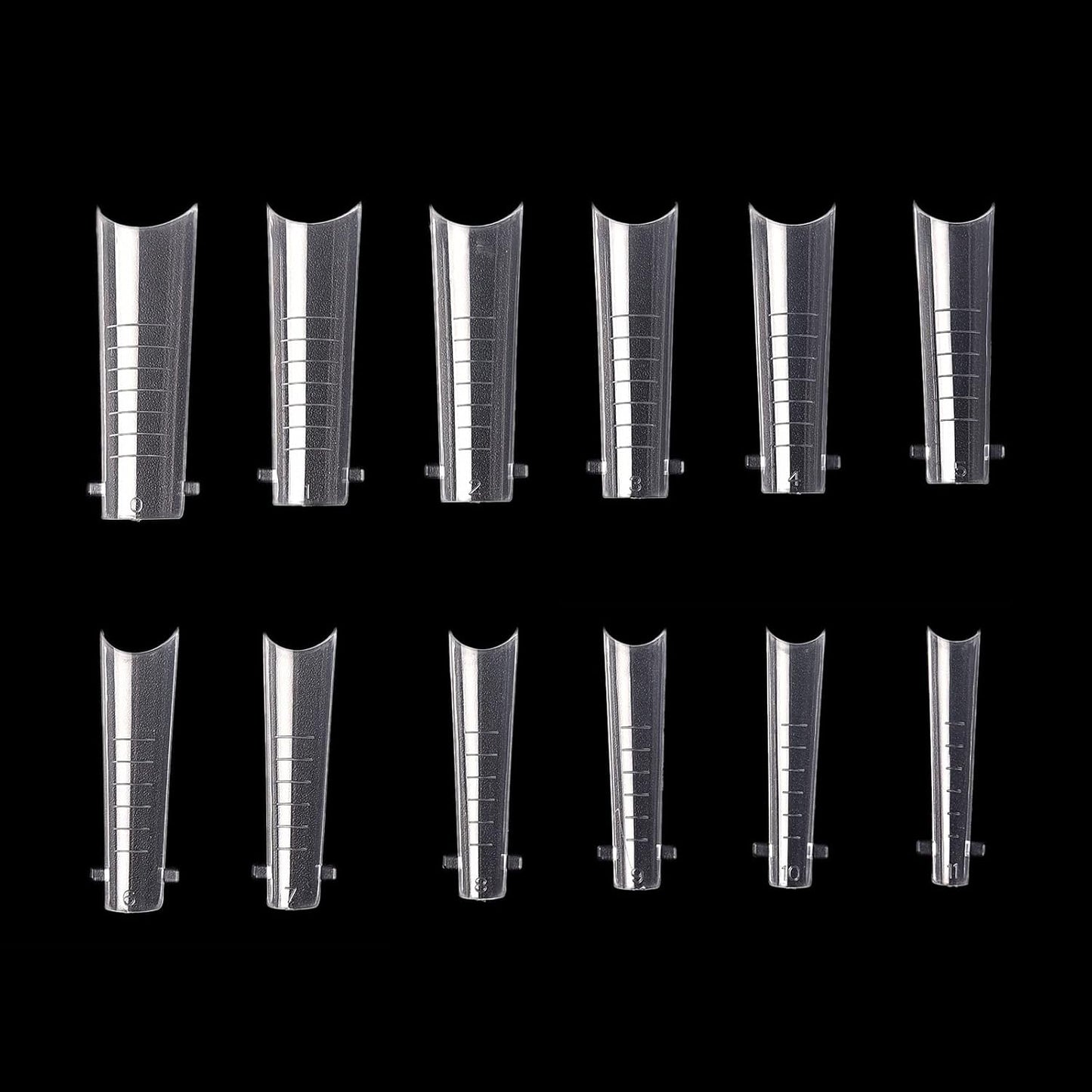 KADS 120PCS Clear Full Cover Dual Nail System Form UV Gel Acrylic Nail Art Mold Artificial Nail Tips with Scale for Extension (MODEL 10)