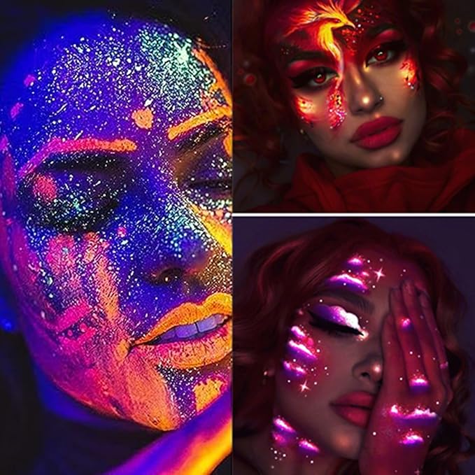 Go Ho Neon Purple Body Paint Washable(2.37oz,70ml),under UV Blacklight Neon Face Paint,Water Based Neon Fluorescent Purple Face Paint for Adults Children SFX Cosplay Costumes Halloween Makeup