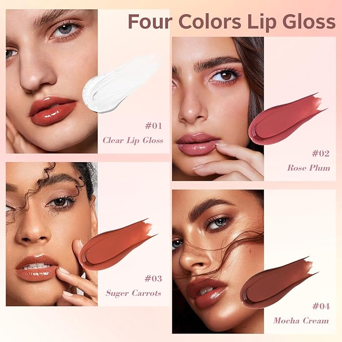 3 Pcs Cosmetic Sets 12 colors 4-Function cosmetic stick +Nonstick Raincoat Lip Gloss（3 colors+Clear Lip Gloss）+Liquid Eyeshadow in Four Colors Sets Waterproof