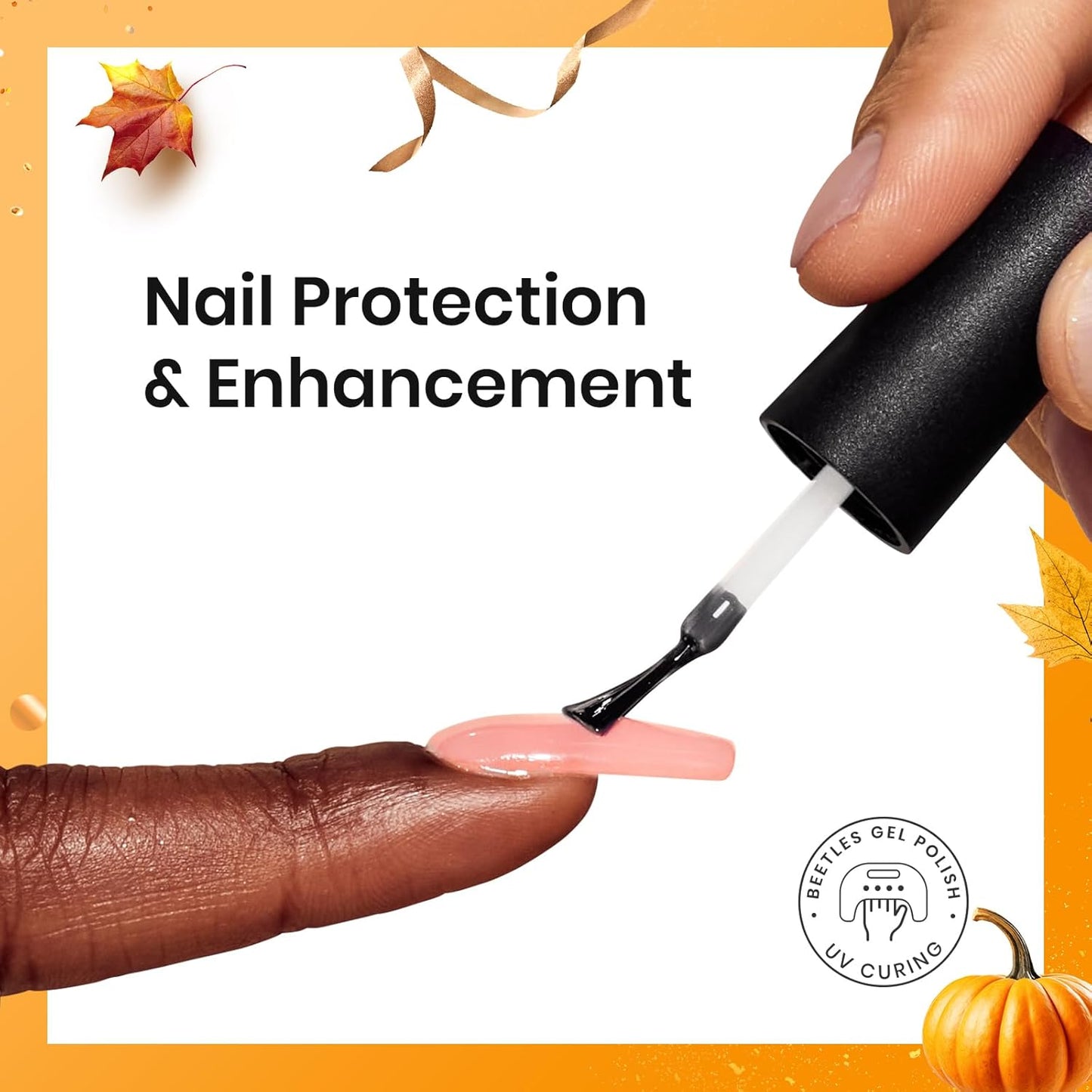 Beetles 3Pcs 15ml Builder Nail Gel with No Wipe Top Coat Gel Nail Polish and Base Coat Halloween Set for Nails Shine Finish and Long Lasting Nail Protection UV/LED Lamp Needed Gift for Women