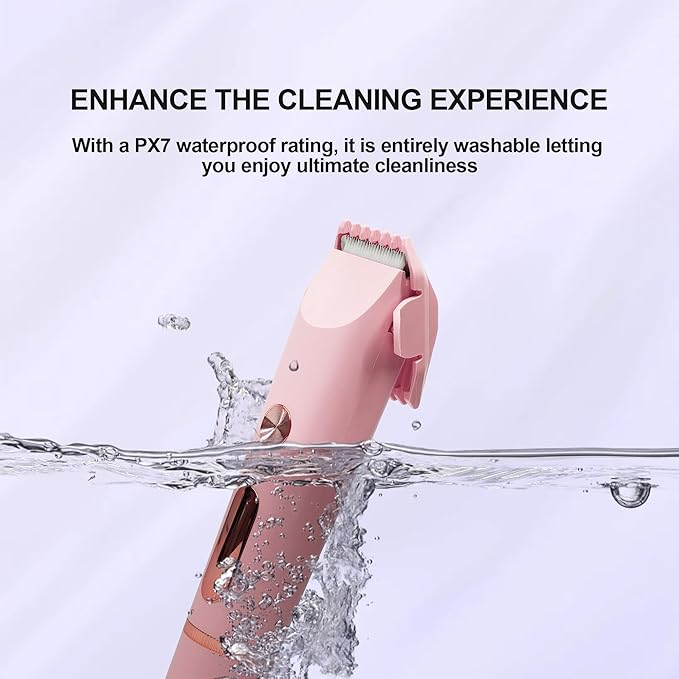 2025 Upgraded Bikini Trimmer for Women & 2 in 1 Dermave Bikini Shaver with LCD Display, Dual Head Cordless Electric Shaver, IPX7 Waterproof Wet/Dry Body Hair Trimmer for Face Body Intimate Areas,Pink