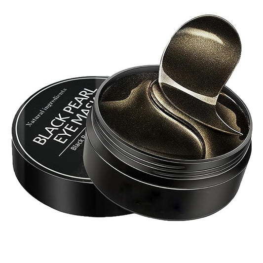 60 Pcs Under Eye Patches, 24K Gold Eye Masks, Collagen Anti Aging Eye Gel Pads, Moisturizing Eye Treatment for Puffy Eyes, Dark Circles, Wrinkles, Fine Lines, BLACK PEARL