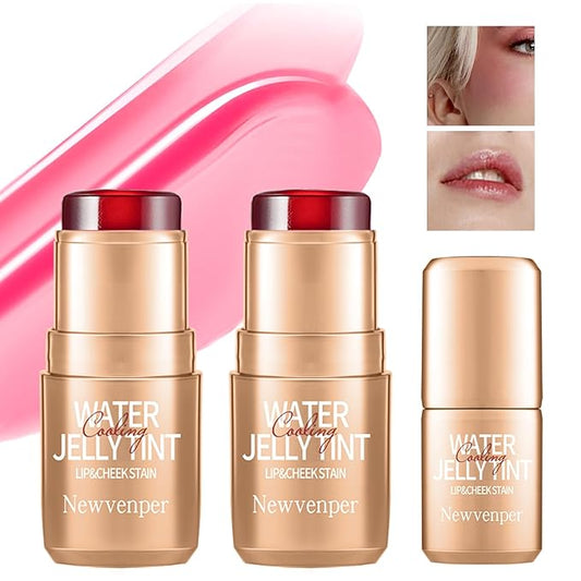 2PCS Jelly Blush Stick, Multi-Purpose Lip & Cheek Stick, Waterproof jelly tint, Moisturizing Cooling Water Jelly Tint Long Lasting cheek stain & lip tint for Women and Girls 01#