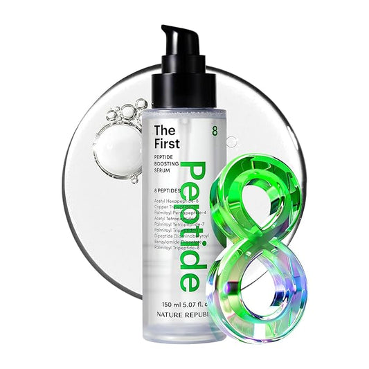 Nature Republic The First Peptide Boosting Serum, 8 Peptides, Niacinamide & Triple Hyaluronic Acid Complex,17 Amino acids,for All Skin Types, Korean Skin Care150ml/5.07 fl oz