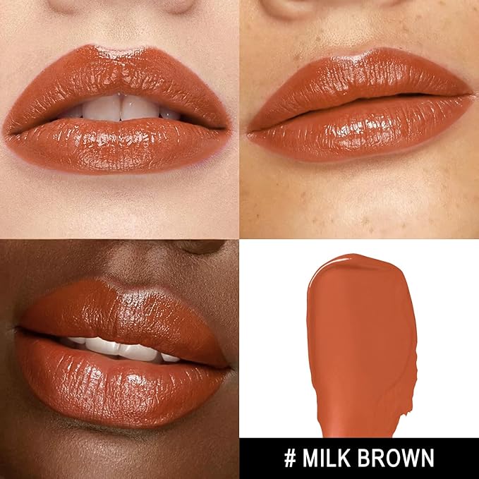 MAKI YIKA Moisture Light Brown Lipstick for Women Hydrate Lip Gloss for Dry Cracked Lips Weightless Glossy Lip Color Juicy Finish,M050 Milk Brown