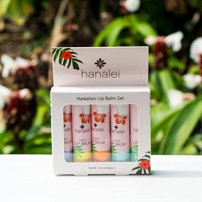 Hanalei Lip Balm and Moisturizer - Natural Kukui Oil and Beeswax Lip Moisturizer to Hydrate and Replenish Dry, Chapped Lips - Made in USA - Vanilla