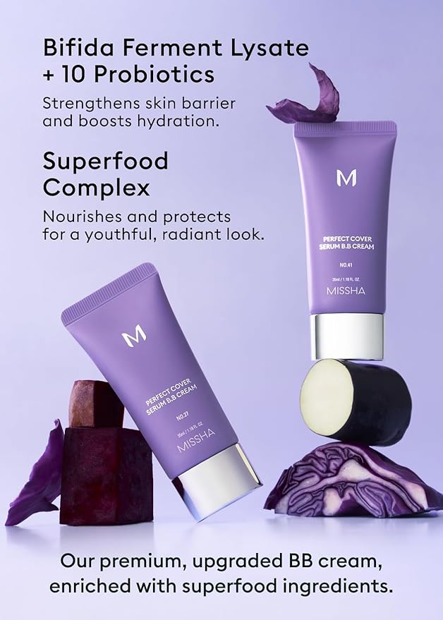 MISSHA M PERFECT COVER SERUM BB CREAM No.23 Natural Beige-Light/Medium with Cool/Neutral Undertone, BB Cream by Cardi B Pick, Skin Tint, Tinted Moisturizer, Skin Care Foundation Makeup, 1.18 Fl oz