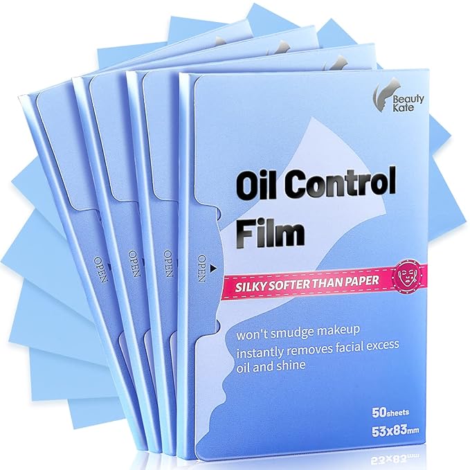 Great Absorbent Oil Blotting Sheets for Face - 10% Larger Oil Control Film 4pk/200 Makeup Friendly Blotting Paper for Oily Skin, High-Performance, Tear-proof Oil Absorbing Tissues