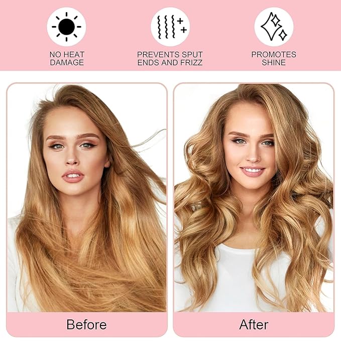 Heatless Curling Rod Headband, Upgraded 60" Extra Long Heatless Curls Headband Soft Hair Curlers to Sleep In Hair Rollers No Heat Curls (Deep Pink)