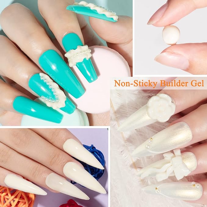 MIZHSE Solid Builder Gel, Milky White Sculpting Gel for Nail, Non-Sticky Hand 3D Nail Art Building Carving Modeling Hard Nail Extension Soak Off Nail Art Salon Manicure Home 15g