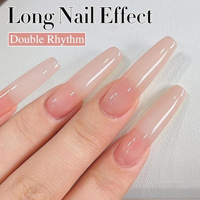 Double Rhythm Translucent Gel Polish Sheer Neutral Natural Light Milky Same Color Same Bottle 15ML Jelly Polish Art DIY at Home (Milky Pink -A1374)