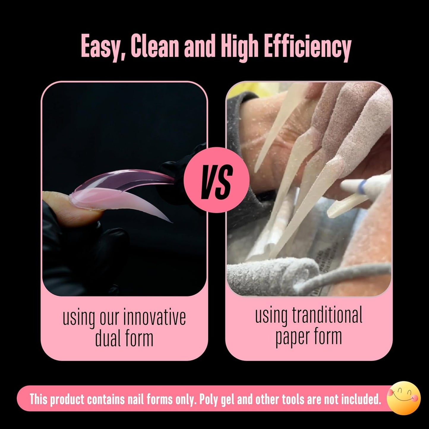 Halloween Curved Stiletto 3D PINK Nail Dual Forms for Poly Gel Extension of Eagle Claw, XL XXL Hawk Curve Sculptural Acrylic Nails, Reusable Molds Nail Art Design 280 Pcs 14 sizes