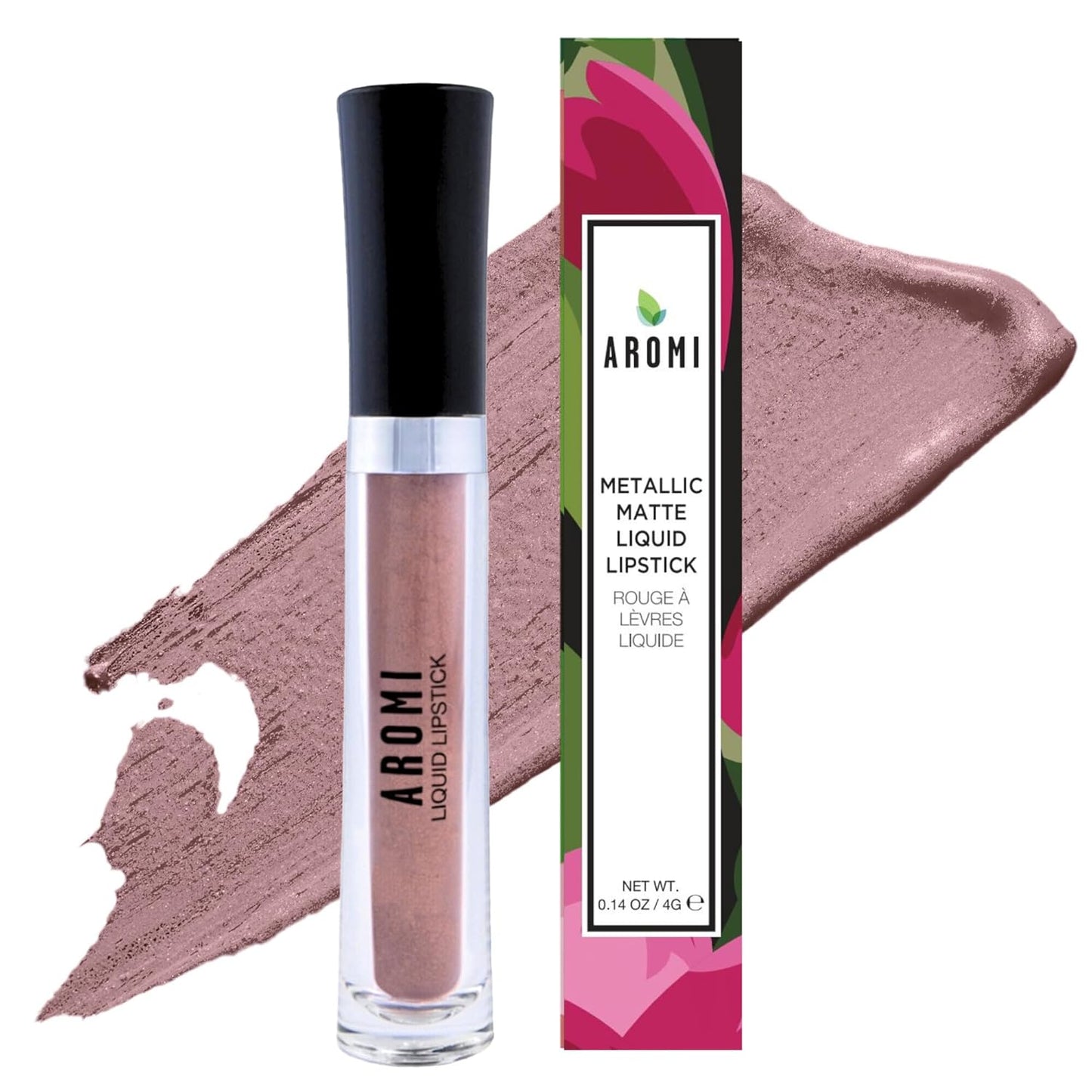 Aromi Metallic Liquid Lipstick | Light Brown Nude Lip Color for Women, Long-lasting, Shimmery Finish, Vegan (Brown Sugar)